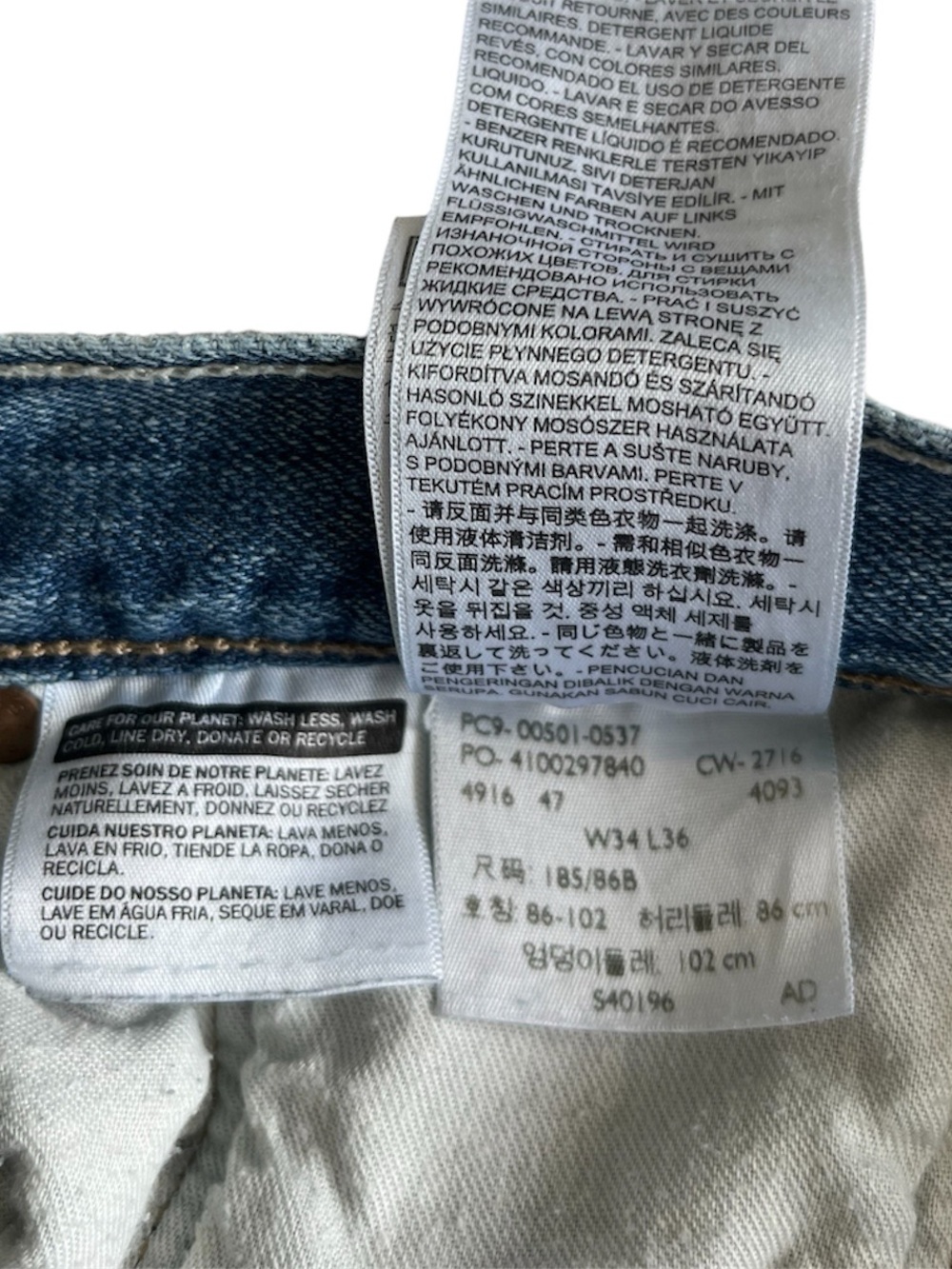 Levis 501XX Jeans Mens 34x36 Blue Denim Original Classic Straight Button Fly - Picture 4 of 9